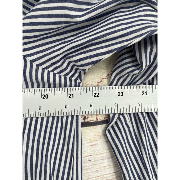 Lili's Closet 1/2 Button Striped Lace Back Tunic Top Women's Medium Blue/White - Picture 9 of 10